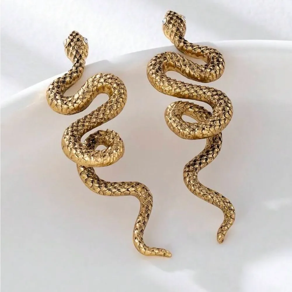 Gold Snake Earrings R45
